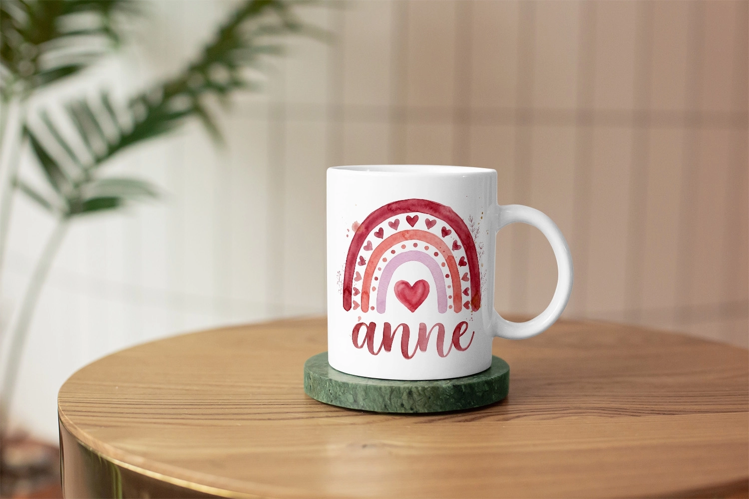 ’’Anne’’ Yazılı Suluboya Gökkuşağı Tasarım Kupa - Anneler Günü Hediyesi