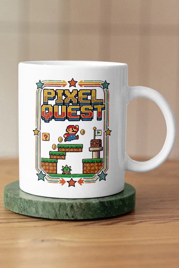 Pixel Quest Super Mario Fan Art Tasarım Kupa