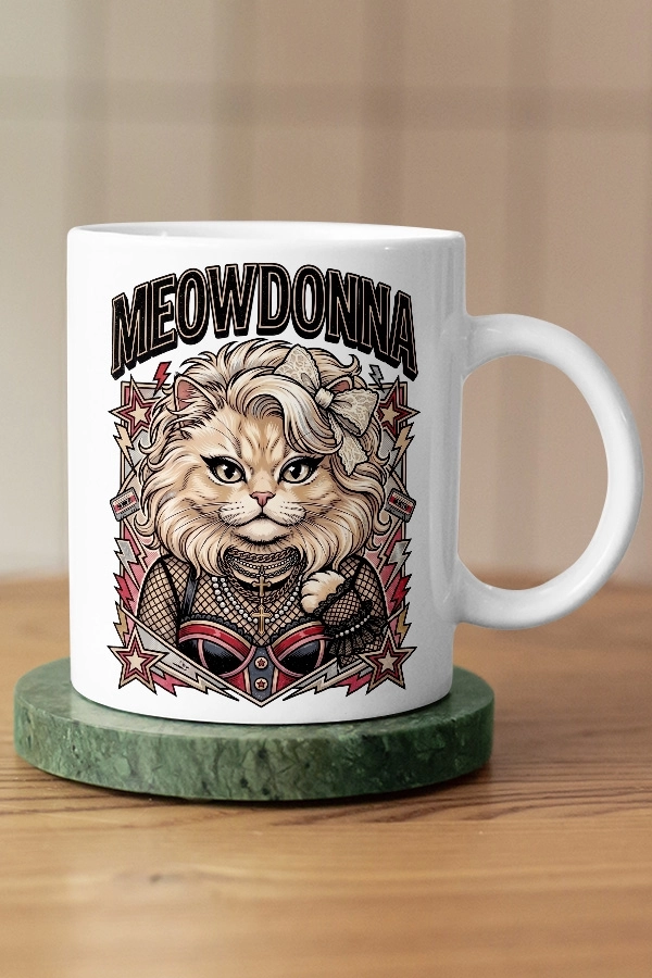 Madonna - Meowdonna Kedi Pop Tasarım Kupa - Versiyon 2