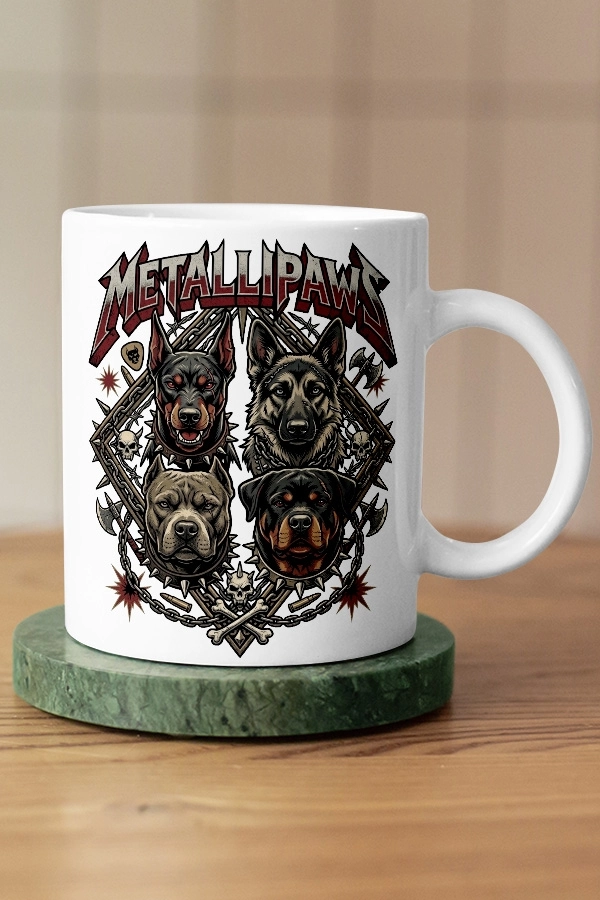 Metallica - Metallipaws Köpek Metal Tasarım Kupa - Versiyon 2