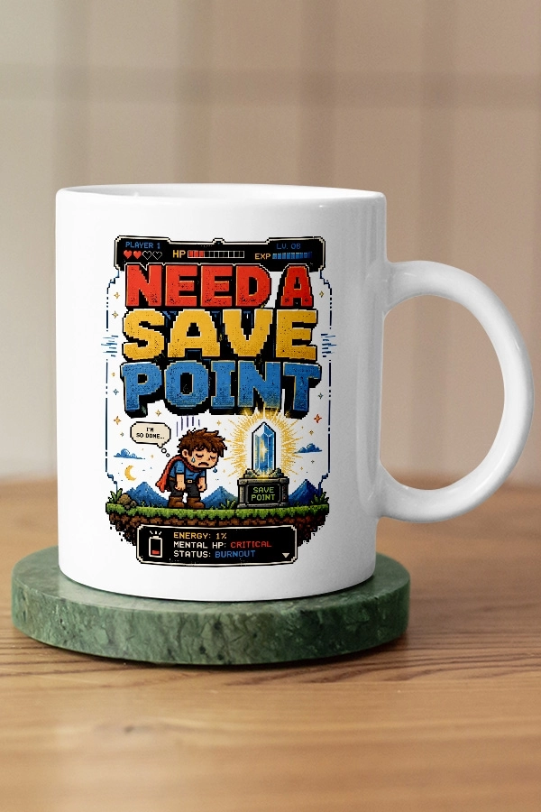 Need A Save Point Piksel Art Tasarım Kupa