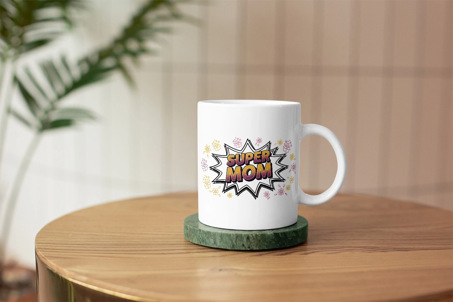’’Super Mom’’ Pop-Art Tasarımlı Tasarım Kupa - Eğlenceli Anneye Hediye