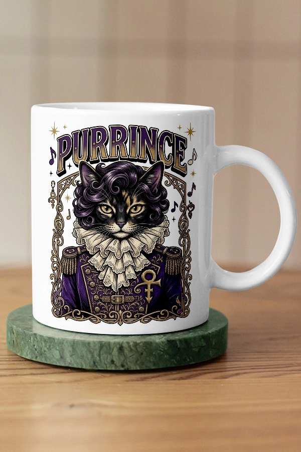 Prince - Purrince Kedi Pop Tasarım Kupa - Versiyon 2