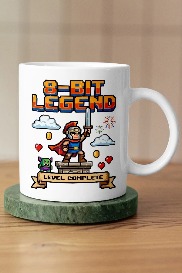 8-Bit Legend Warrior Piksel Art Tasarım Kupa