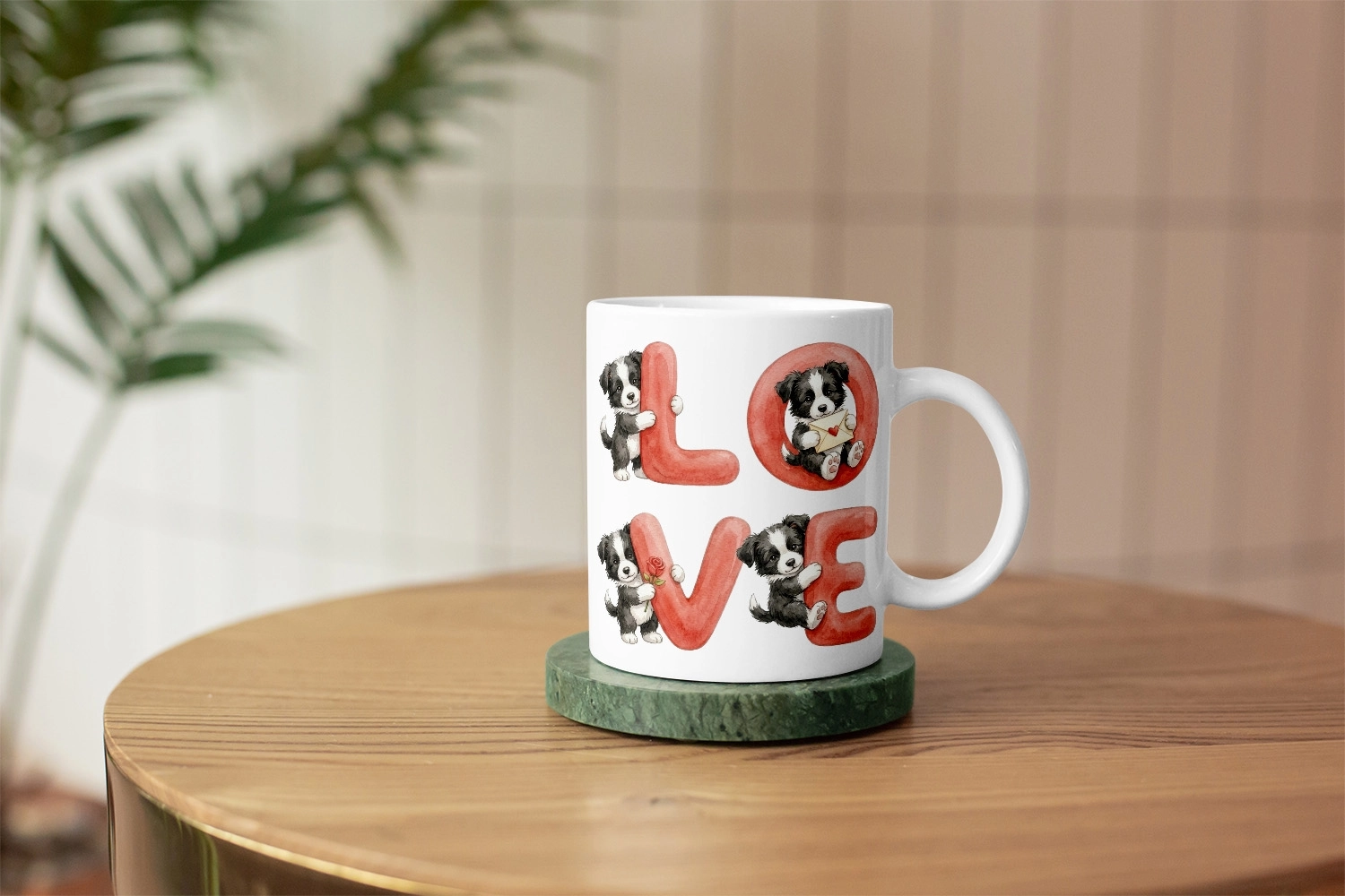 Border Collie – LOVE Yazılı Sevgililer Günü Özel Tasarım Kupa