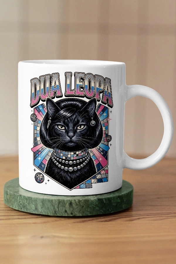 Dua Lipa - Dua Leopa Kedi Pop Tasarım Kupa