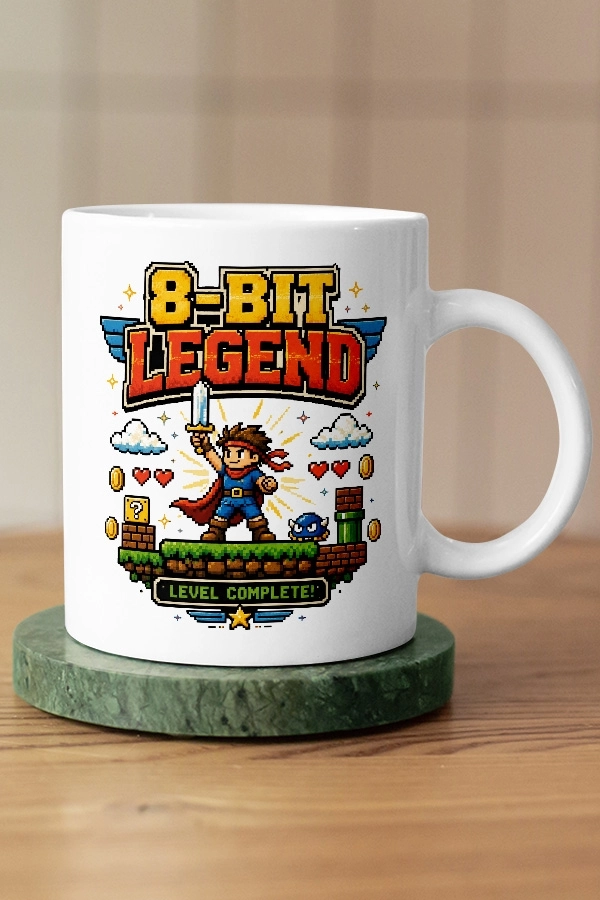8-Bit Legend Hero Piksel Art Tasarım Kupa