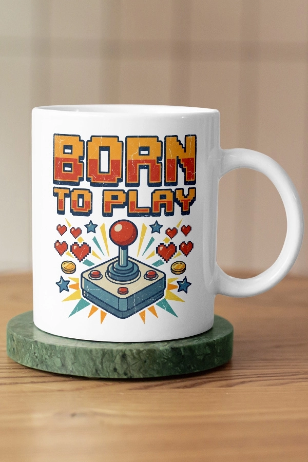 Born To Play Joystick Piksel Art Tasarım Kupa