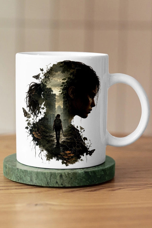 Ellie Silüet ve Yolculuk Temalı The Last of Us Fan Art Kupa