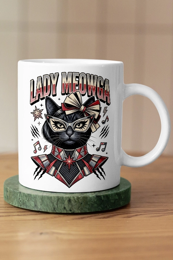 Lady Gaga - Lady Meowga Kedi Pop Tasarım Kupa - Versiyon 2