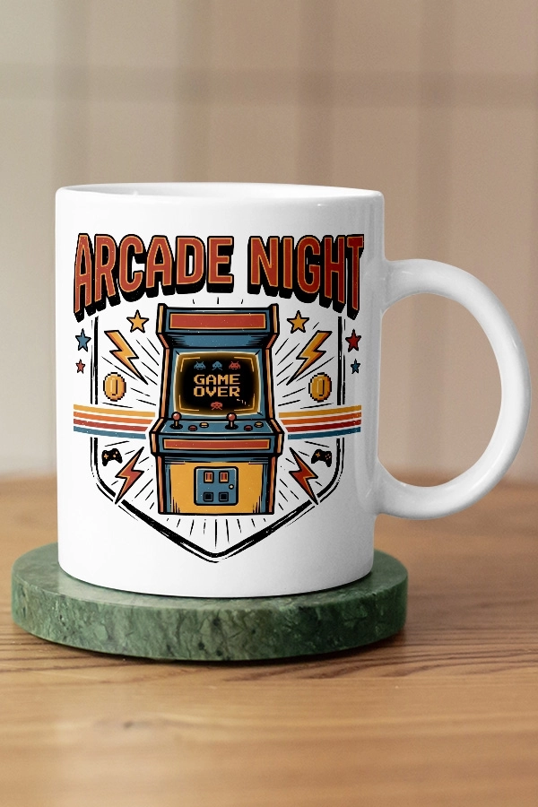 Arcade Night Piksel Art Tasarım Kupa