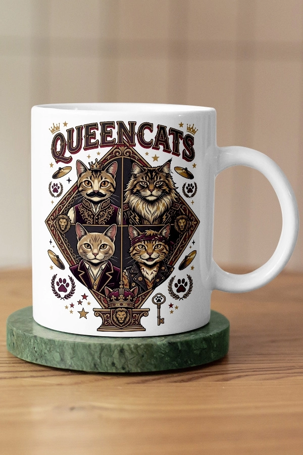 Queen - Queencats Kedi Rock Tasarım Kupa - Versiyon 2