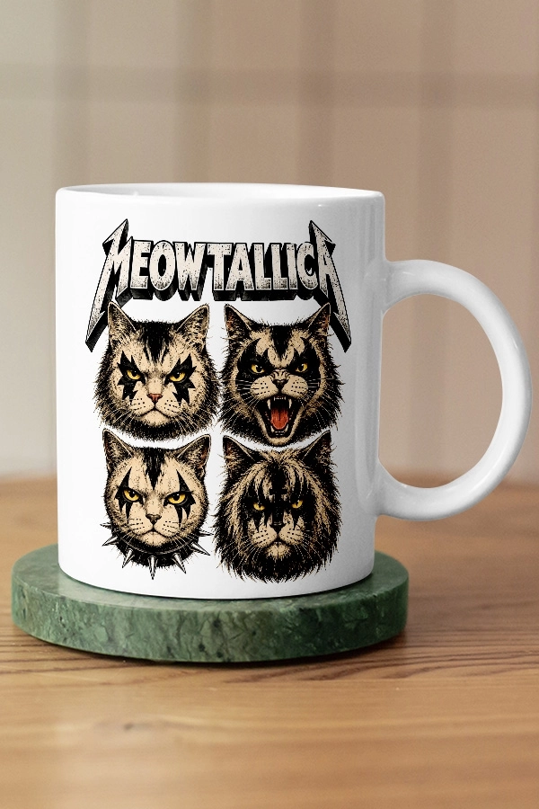 Metallica - Meowtallica Kedi Metal Tasarım Kupa - Versiyon 1