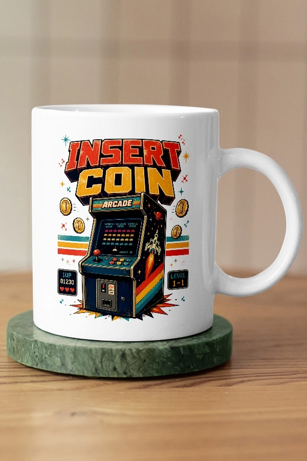Insert Coin Piksel Art Tasarım Kupa