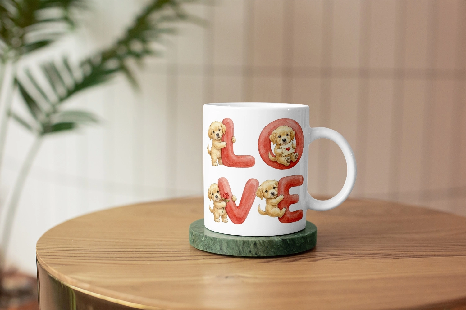 Golden Retriever – LOVE Yazılı Sevgililer Günü Özel Tasarım Kupa