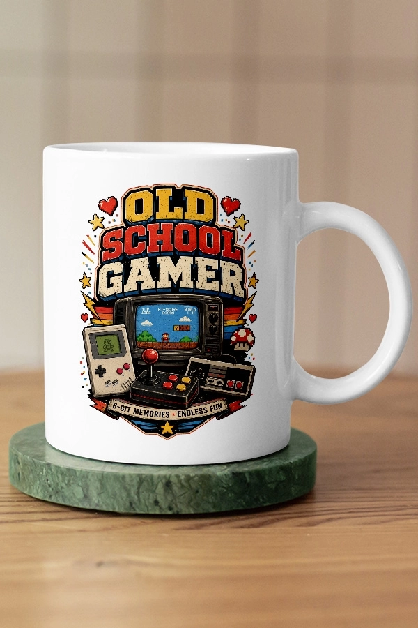 Old School Gamer 8 Bit Piksel Art Tasarım Kupa