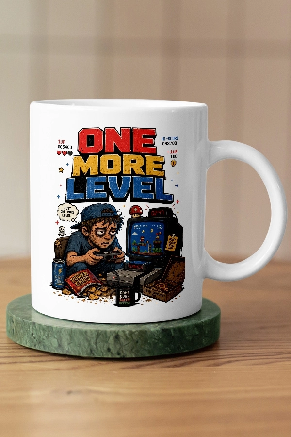 One More Level Piksel Art Tasarım Kupa