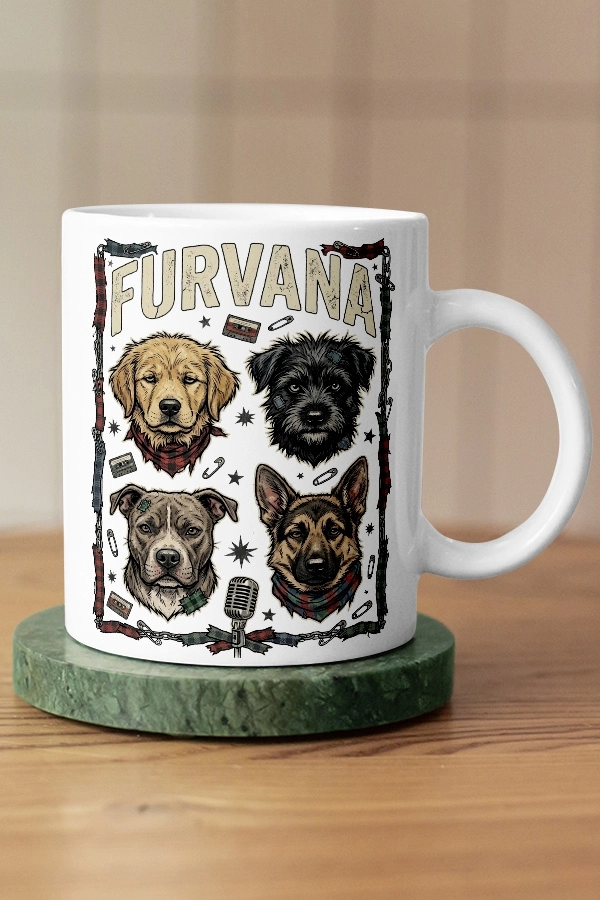 Nirvana - Furvana Köpek Rock Tasarım Kupa - Versiyon 2