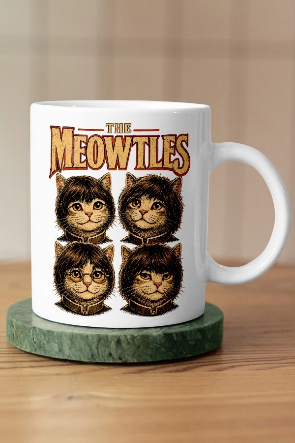 The Beatles - The Meowtles Kedi Rock Tasarım Kupa - Versiyon 1