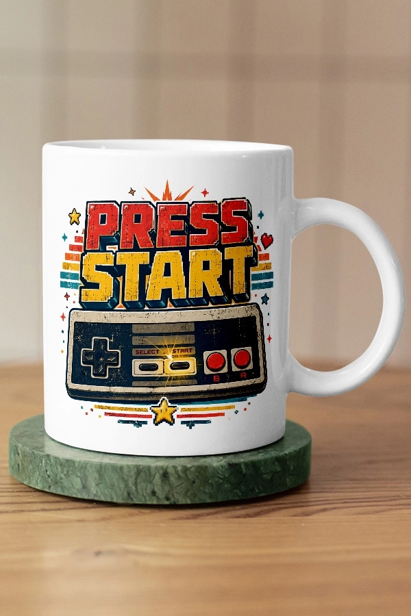 Press Start Piksel Art Tasarım Kupa