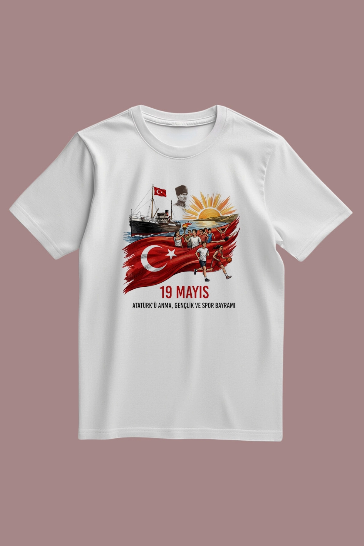19 Mayıs Doğan Güneş & Sporcu Figürlü Tişört