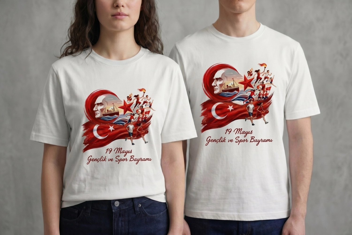 19 Mayıs Gençlik ve Spor Bayramı İllüstrasyonlu Tişört