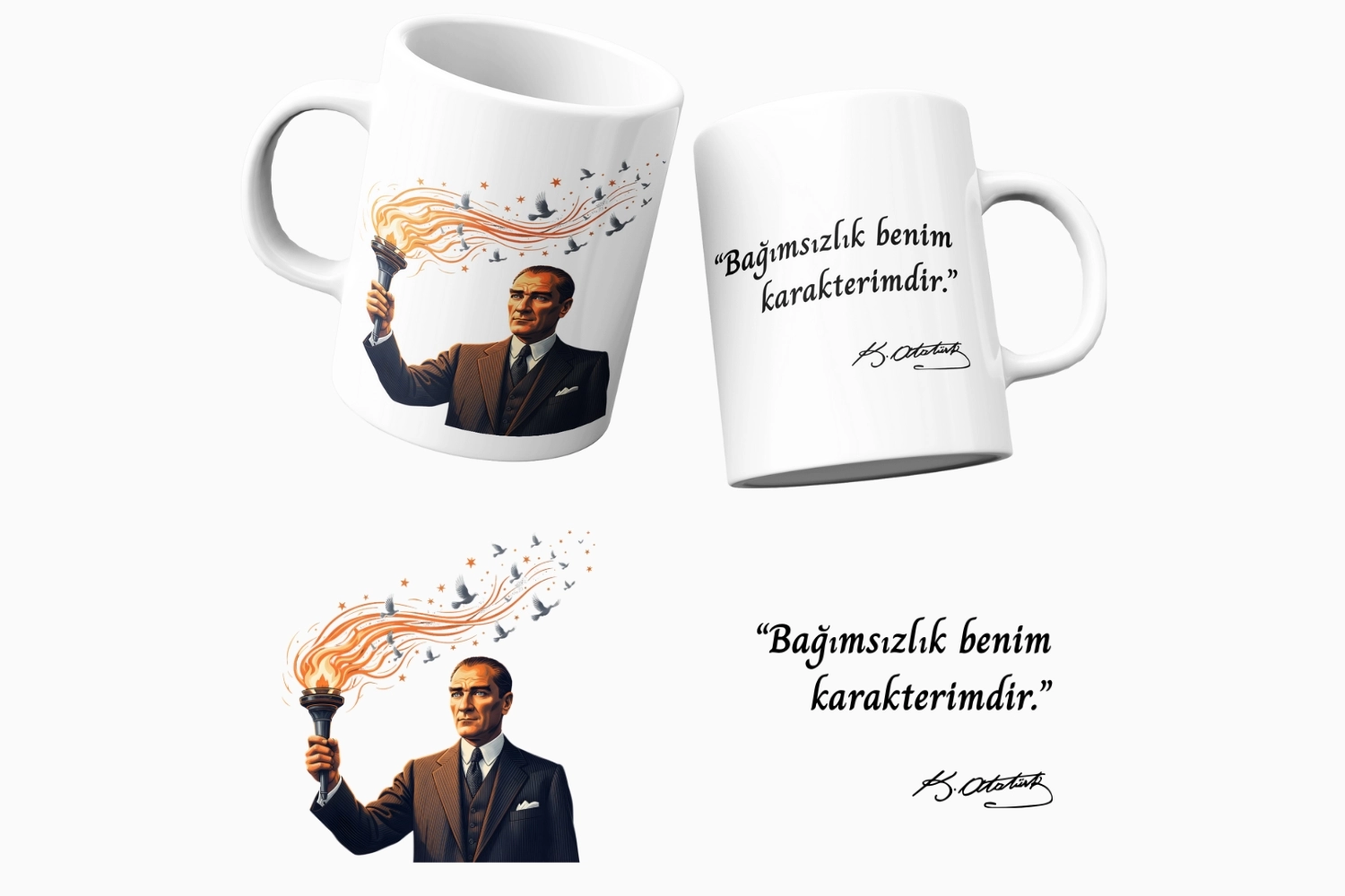 Atatürk’ün Meşalesi (Atatürk İmzalı) Temalı Kupa 