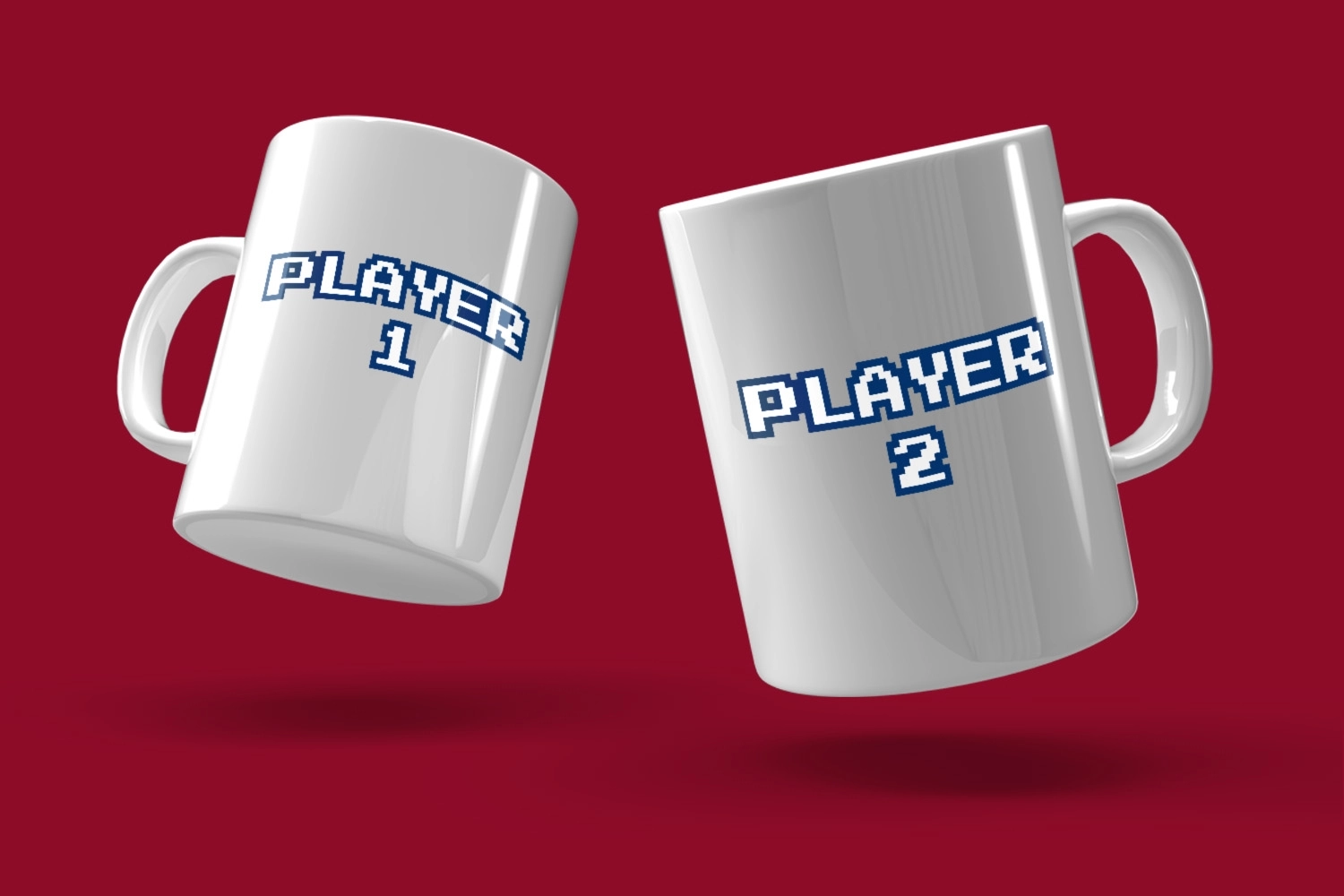 Player 1 & Player 2 Gamer Çift Kupa – 2’li Kupa Seti | Sevgililer Günü Özel Tasarım Kupa