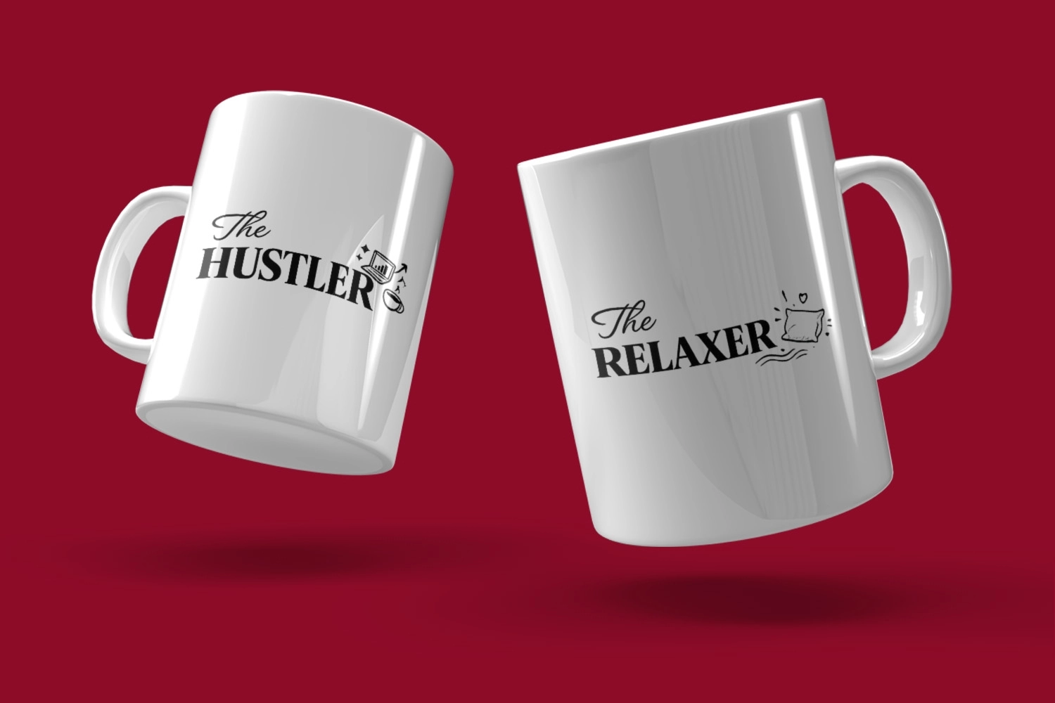 Hustler & Relaxer – 2’li Kupa Seti | Sevgililer Günü Özel Tasarım Kupa