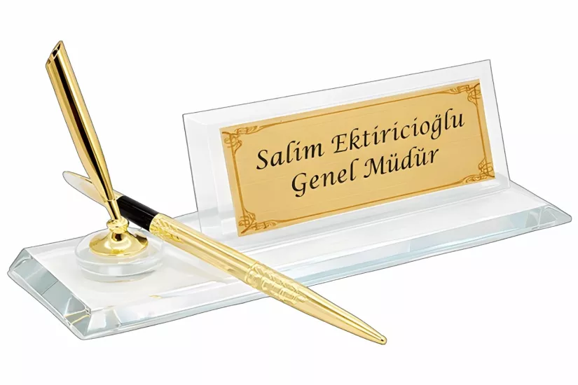 Süblimasyon Kristal Kalemli Masa İsimliği