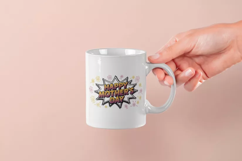 Pop-Art Tasarımlı ’’Happy Mother’s Day’’ Tasarım Kupa - Eğlenceli Anneye Hediye