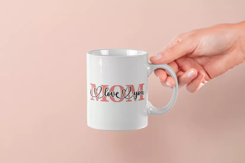 ’’I Love You Mom’’ Yazılı Tasarım Kupa - Anneler Günü Hediyesi