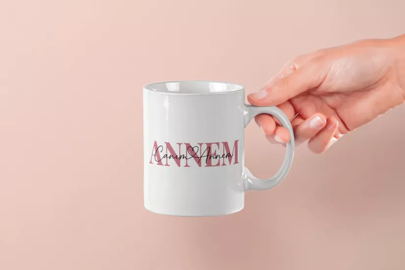’’Canım Annem’’ Yazılı Tasarım Kupa  - Anneler Günü Hediyesi