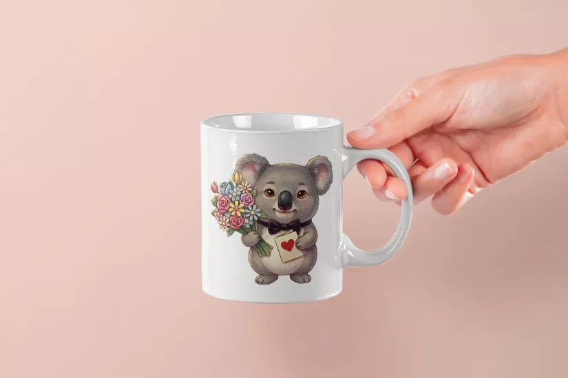Koala – Kalpli Kartlı Kupa Tasarımı – Sevgililer Günü Özel (Erkek)