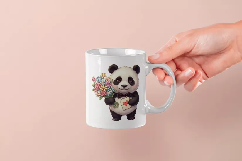 Panda – Kalpli Kartlı Kupa Tasarımı – Sevgililer Günü Özel (Erkek)