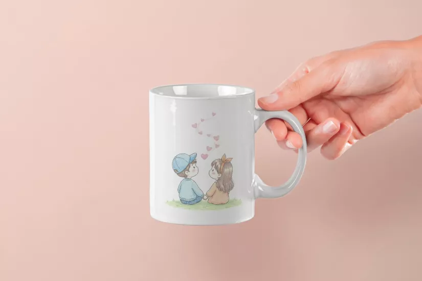 Romantik Yan Yana Çift Kupa – Sevgililer Günü Özel Tasarım