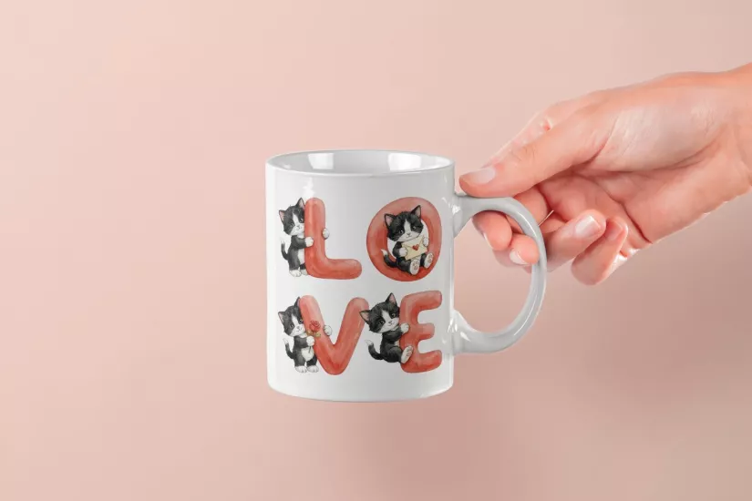 Smokin Kedi – LOVE Yazılı Sevgililer Günü Özel Tasarım Kupa