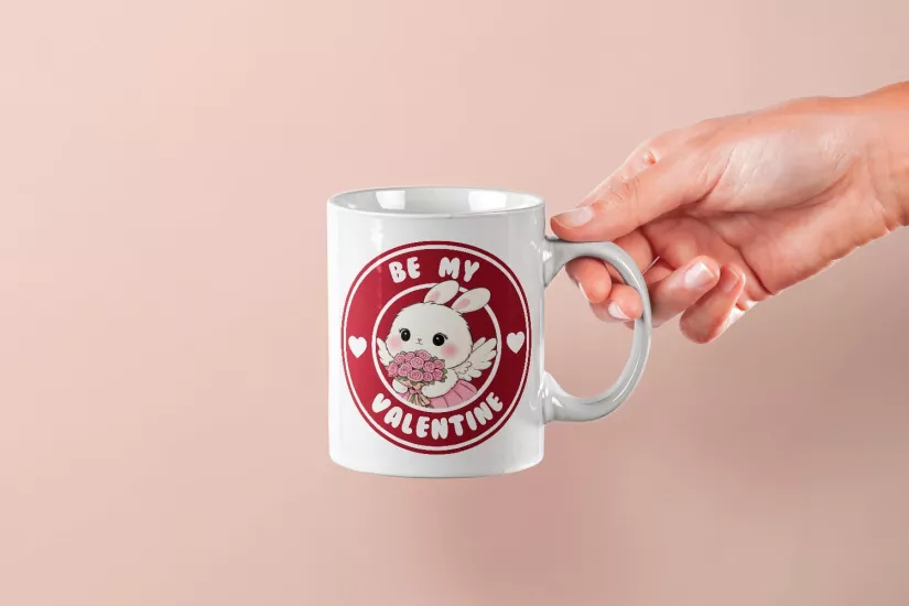Be My Valentine – Dişi Tavşan Sevgililer Günü Özel Tasarım Kupa