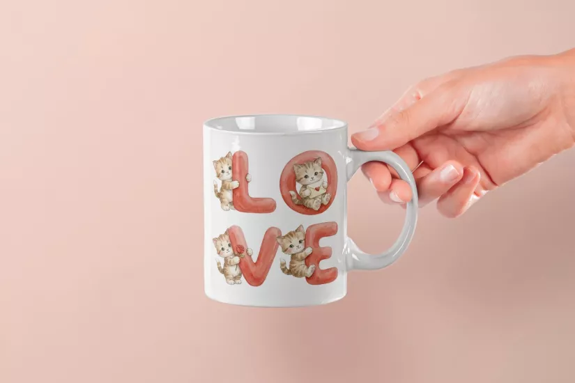 Sarman Kedi – LOVE Yazılı Sevgililer Günü Özel Tasarım Kupa