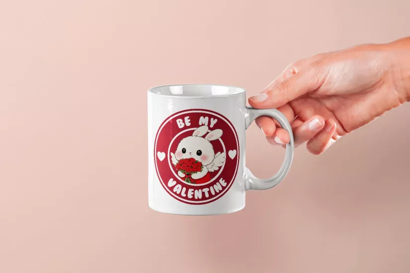 Be My Valentine – Erkek Tavşan  Sevgililer Günü Özel Tasarım Kupa