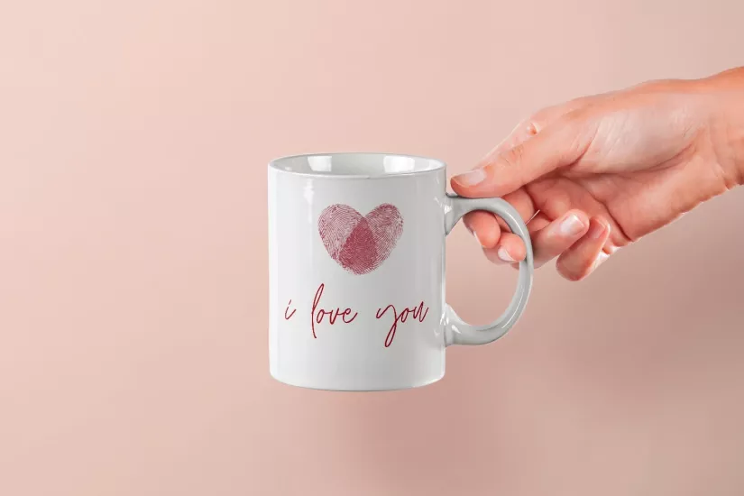 I Love You Kalp İzli Kupa – Sevgililer Günü Özel Tasarım Kupa