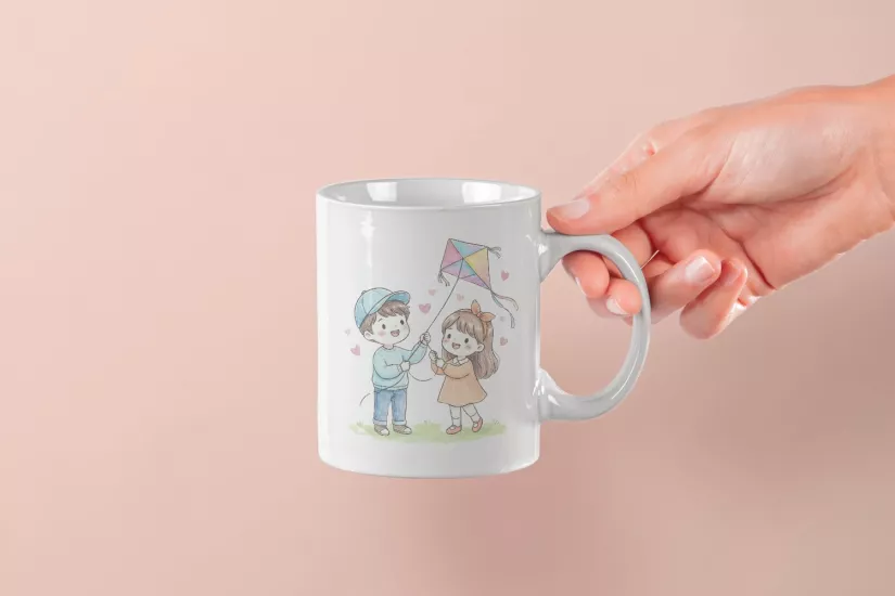 Uçurtmalı Çift Kupa – Sevgililer Günü Özel Tasarım