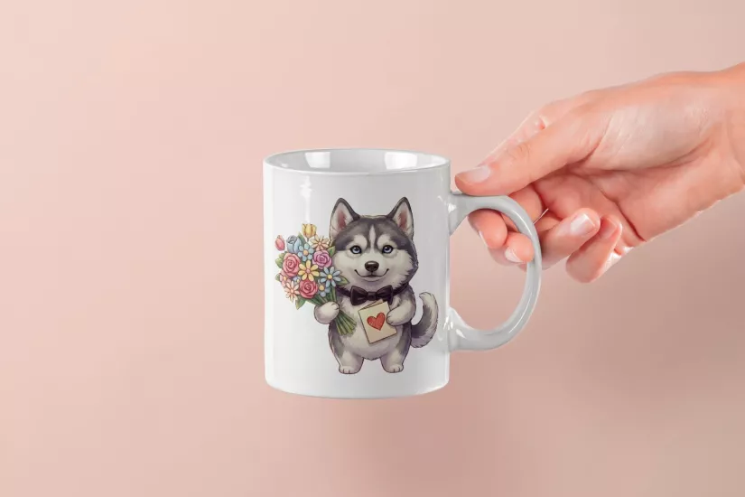 Husky –Kalpli Kartlı Kupa Tasarımı – Sevgililer Günü Özel (Erkek)