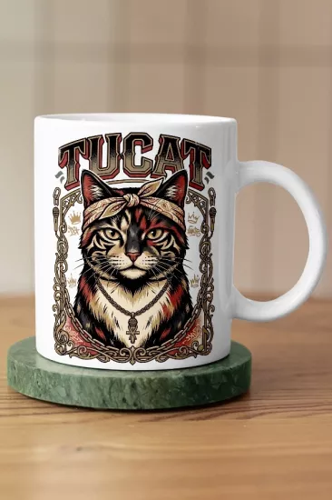 Tupac - Tucat Kedi Rap Tasarım Kupa