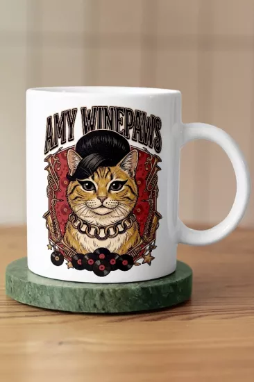 Amy Winehouse - Amy Winepaws Kedi R&B Tasarım Kupa - Versiyon 2