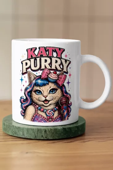 Katy Perry - Katy Purry Kedi Pop Tasarım Kupa - Versiyon 1