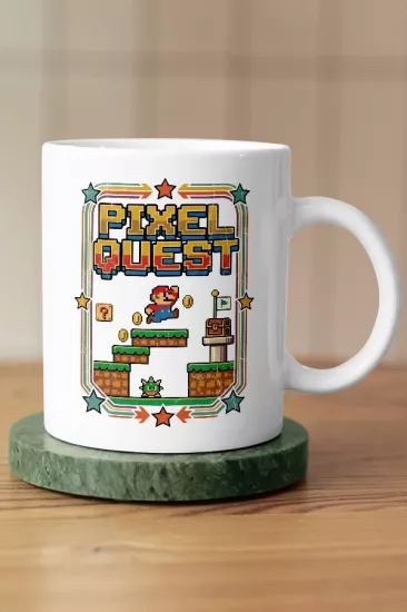 Pixel Quest Super Mario Fan Art Tasarım Kupa
