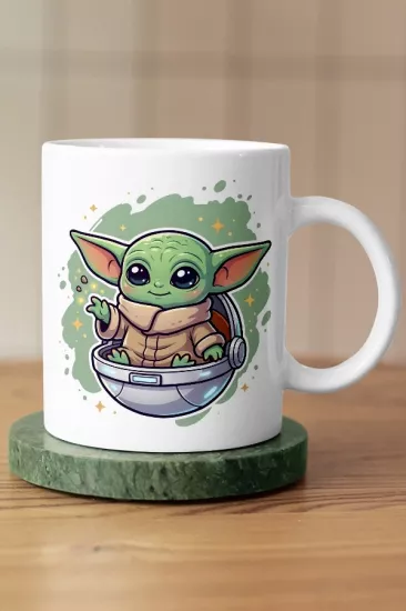Baby Yoda Grogu Tasarımlı Kupa Bardak - Star Wars Fan Art Tasarım Kupa