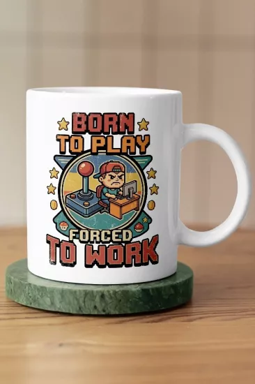Born To Play Forced To Work Versiyon 2 Piksel Art Tasarım Kupa