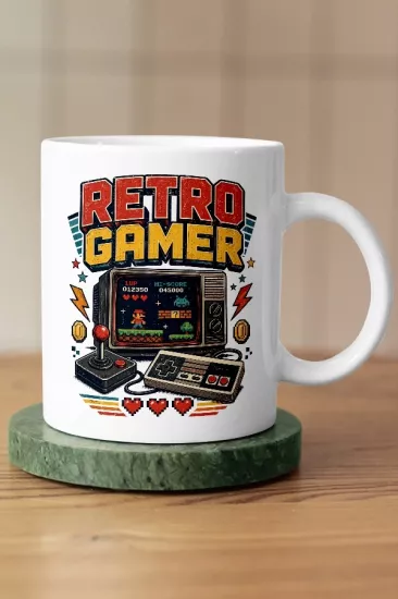 Retro Gamer Piksel Art Tasarım Kupa
